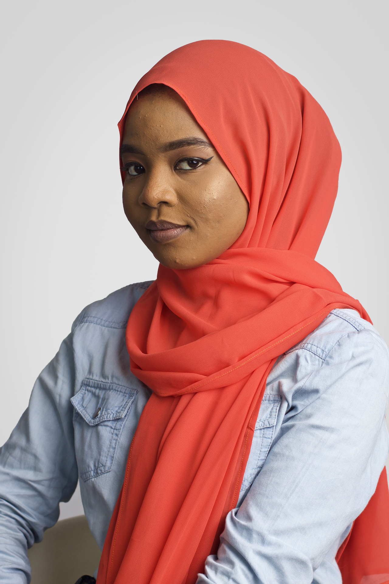 orange chiffon hijab